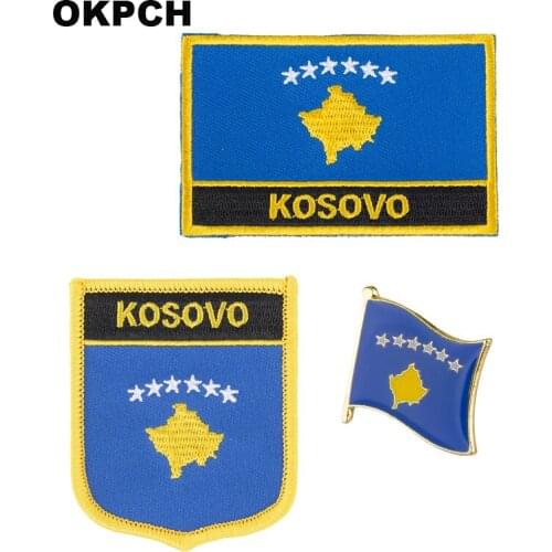 KOSOVO National Flag Embroidered Iron on Patches for Clothing Metal badges PT0243-3