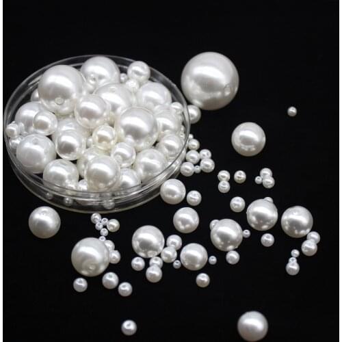 White Beige Round Imitation Pearl Beads 3 4 6 8 10 12 14 16 18 20mm Loose Beads For Craft Charms DIY Fashion Jewelry Making