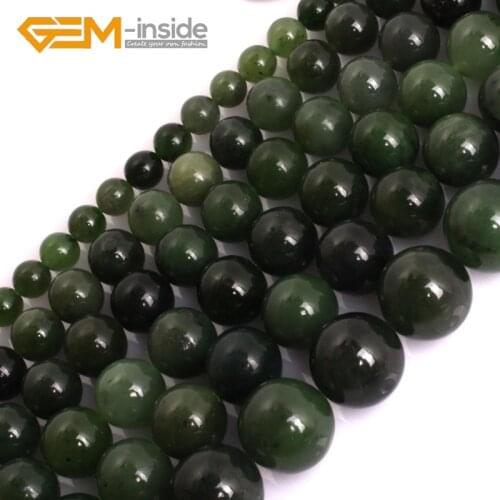 Round AAA Grade Natural Genuine Green Canadian Jadesite Jades Loose Beads For Jewelry Making Beads Strand 15" DIY Wholesale