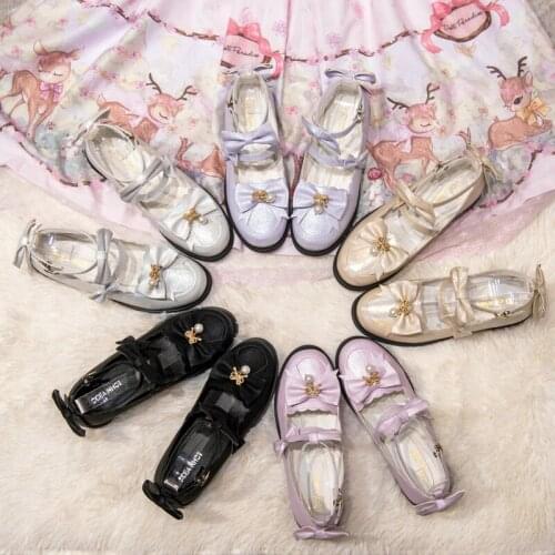 Sweet lolita shoes tea party kawaii princess kawaii shoes vintage lace bowknot round head low heel women shoes loli cosplay cos