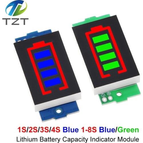 1/2/3/4/5/6/7/8S Lithium Battery Capacity Indicator Module Blue Green Display Electric Vehicle Battery Power Tester 3.7V Li-ion