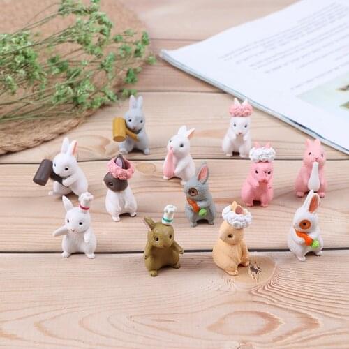 Cartoon Rabbit action Figures animal model Family Miniature Figurine DIY cute animal