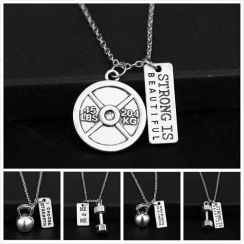 Man Hip Hop Jewelry Necklace Creative Dumbbell Gym Fitness Barbell Pendant Necklaces