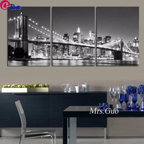 Diy Diamond Painting 3 Piece Unframed New York Brooklyn Bridge Triptych Full Square Round 5D Embroidery Cross Stitch Mosaic
