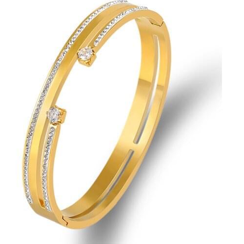 2021 New European Design Cubic Zirconia Bangles For Women Brand Bridal Accessory Fashion Lover Bangles Couple Classic Bijoux