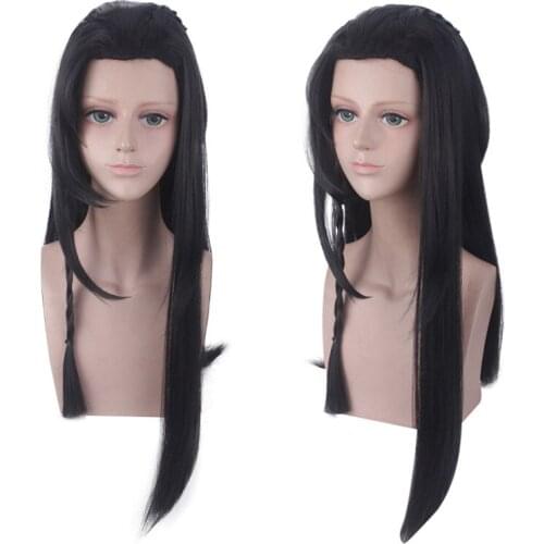 Hua Cheng black braided cosplay Wig Anime Heaven Officials Bless synthetic hair Tian Guan Ci Fu Huacheng Cosplay Wigs + cap