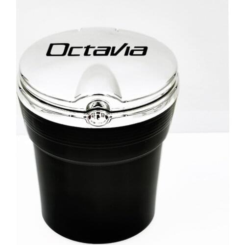 2021 Car Ashtray with LED Light Creative Personality For Skoda Octavia 2 3 A5 A7 mk2 cigarette dustbin Car Interior accessories