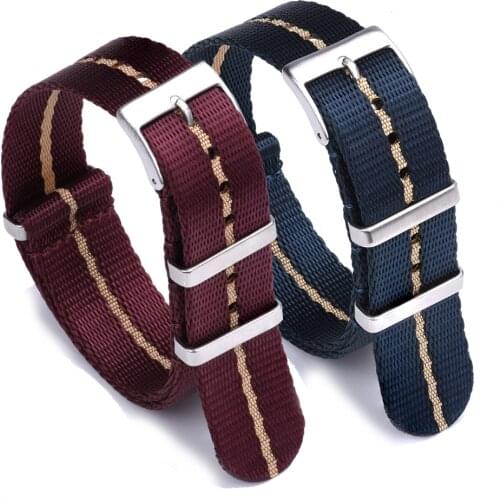 Premium Quality Herringbone 20mm 22mm Seatbelt Watch Band Nylon Nato Strap New Material Military Striped Replacement Watch