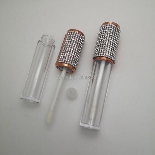 Empty 5ML Lipgloss Tubes Clear Rose Gold Diamond Empty Cosmetic Containers Lipgloss Wand Tubes Packaging 100 pcs