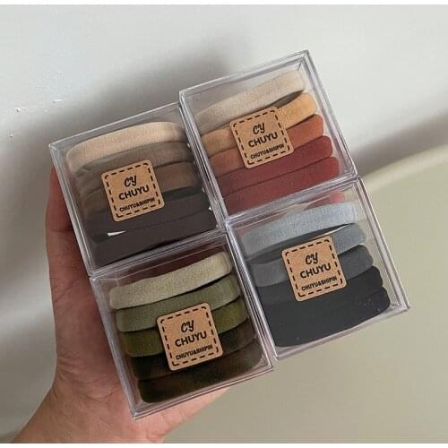 Ruoshui 5PCS Woman Simple Canned Elastic Hairband Women Hair Ties Ring Girls Hair Accessories Rope Rubber Band Ponytail Holders