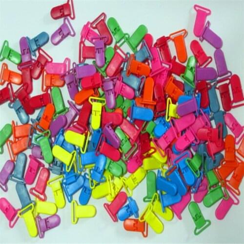 Mix random colors 20mm / 25mm KAM Plastic Pacifier Clips Baby Clamp Dummy Soother Clip