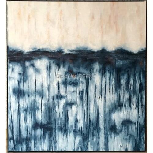 Modern hand painted Blue and White Color Abstract Oil Painting on Canvas for Living Room Home Decoration Wall Art Picture