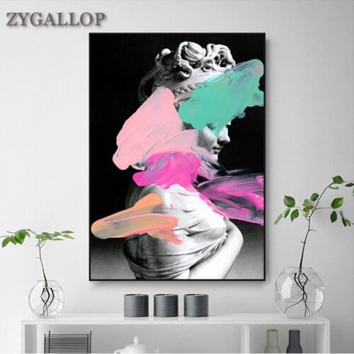 Modern Wall Art Abstract Canvas Painting for Living Room Decor Head Statue Creative Posters and Prints Pictures for Home Design