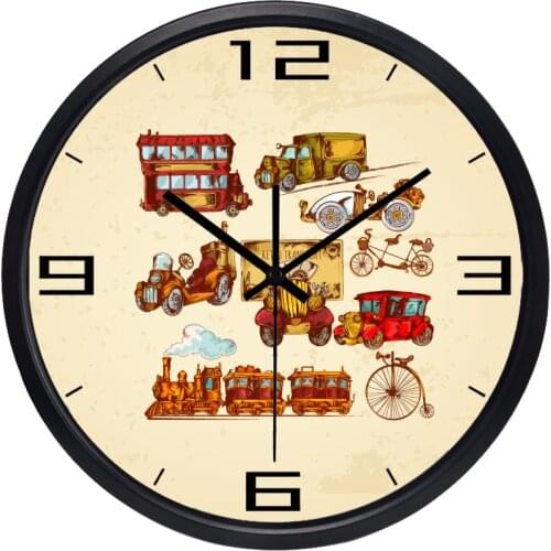 Old Train Retro Bike Wall Clock Europe Style Retro Classic Bubble Car
