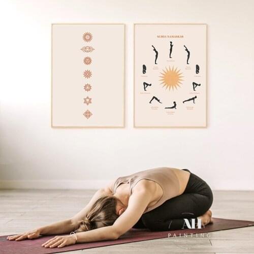 Yoga Sport Chart Pose Health Wall Art Poster Modern Nordic Canvas Painting Decoration Wall Pictures For Living Room Home Decor