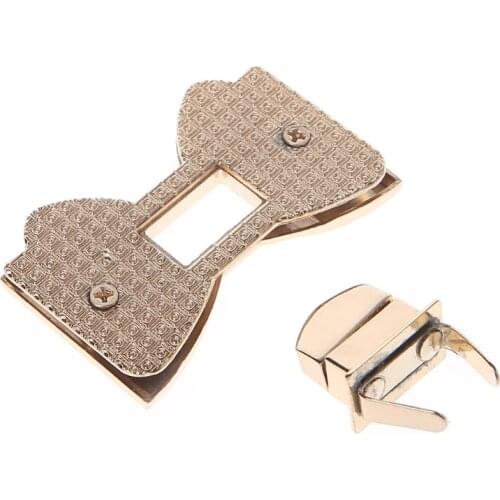 Bowknot Shape Clasp Turn Locks Twist Lock DIY Leather Handbag Bag Hardware 066F