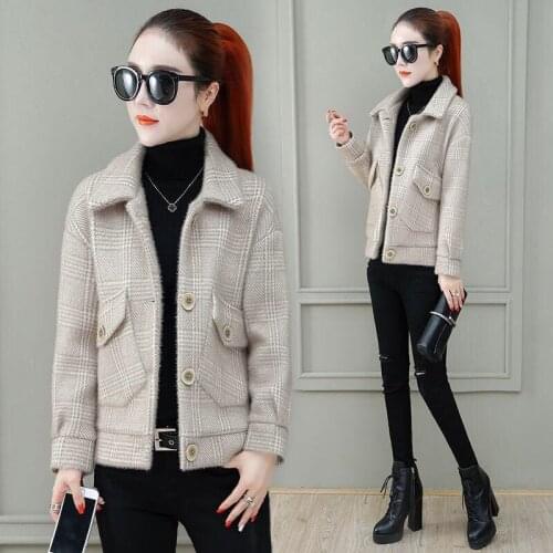 Ladies Jackets Imitation Mink Velvet Womens Jacket 2021 New Fashion Spring Autumn Outerwear Thick Short Woolen Coat Casaco