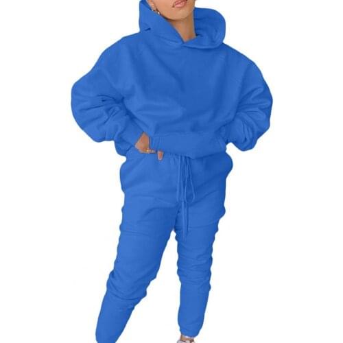 Plus Size Women Hoodie Sweatshirt Pants Set Sports Wear Multi-color Warm Flexible Fall Suit Women 2 Piece Outfits