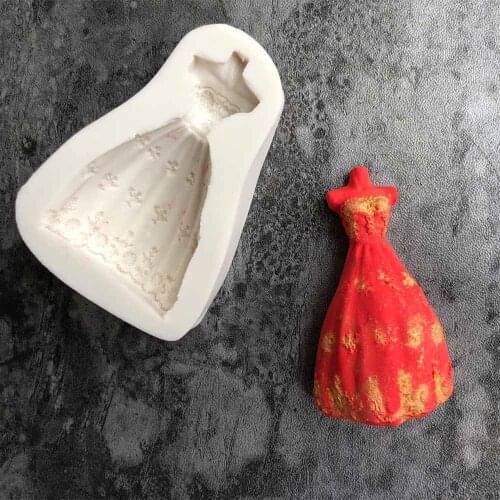 Ladies evening dress wedding dress silicone mold DIY fondant soft pottery cake mousse tools