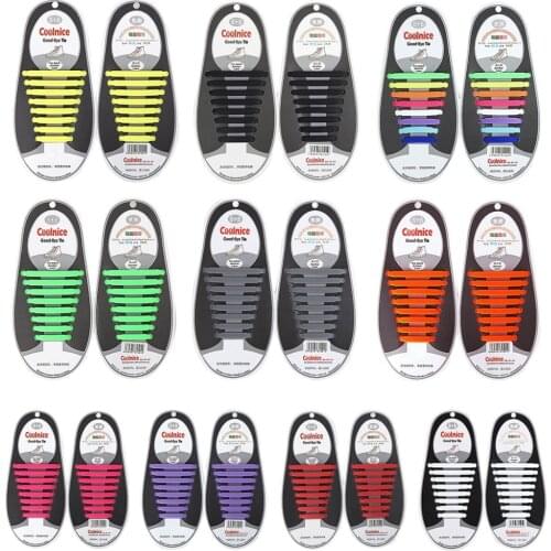 16Pcs/Set Unisex Adult No Tie Shoelaces Elastic Silicone Shoe String Waterproof