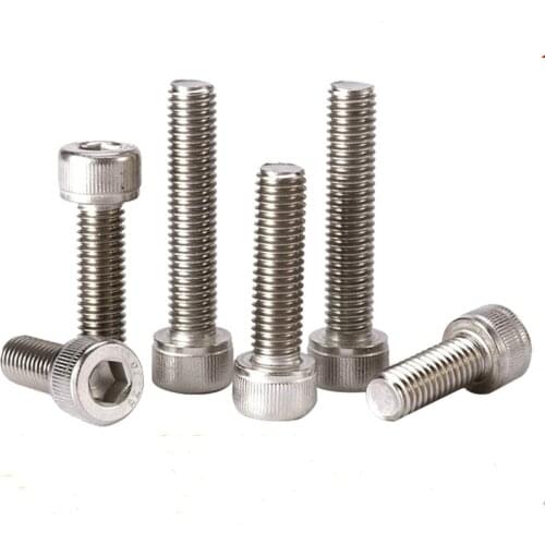20pcs M4 M5 M6 Allen Bolt A2 304 Stainless Steel Socket Cap Screws Hexagon Socket Hex Head Screw DIN 912 L=8-50mm Metric Thread
