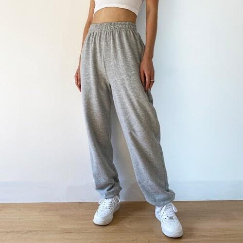 2021 Stacked Sweatpants Joggers Women High Waist Pants Fitness Activewear Streetwear Drawstring Casual Female Korean Trousers