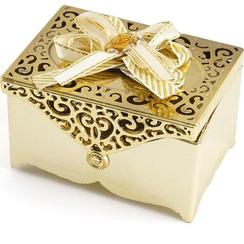 5 Pcs Gold Hollow Pattern Gift Box Candy Boxes Jewelry Box with Bowknot
