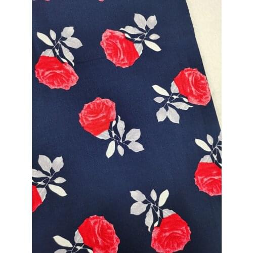 98/2 Cotton Spandex Fabric Rose on Navy Color cotton Twill Flower Patchwork Textile Tissue Home Clothing Elasitc viaPhil