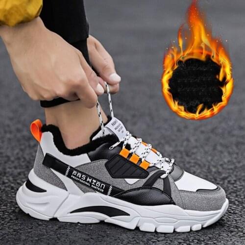 Winter Boots Men Non-slip Thick Bottom Cotton Shoes Plus Cotton and Naked Boots Men Sneakers Shoes Men Mans Footwear Tenis Mascu