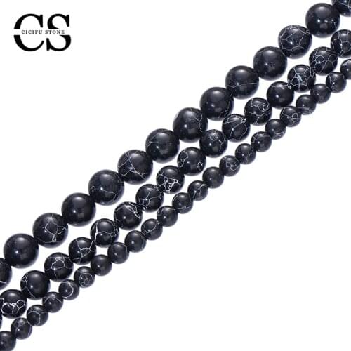 Black Turquoises Beads Natural Stone Beads Round Loose Beads for DIY Jewelry Making Bracelet Necklace Charms 4/6/8/10/12 MM