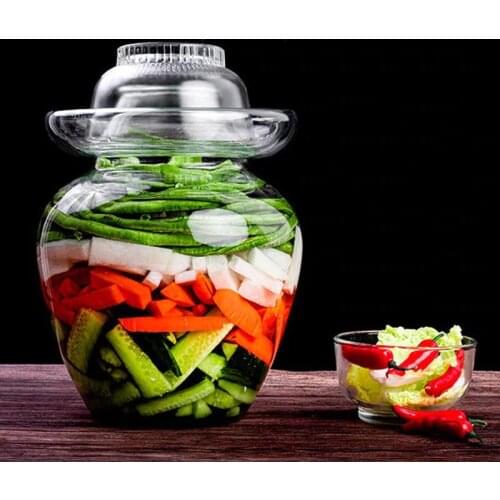 2.5kg Pickle Jar Glass Kimchi Jars Japanese Korean Pickled Pickling Container Chinese Traditional Vegetables Fermentation Tank
