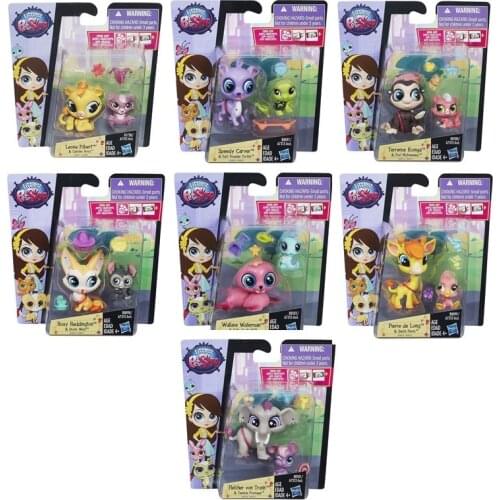 Hasbro LPS Dolls Ornaments Littlest Pet Shop Fox Lion Giraffe Action Figure Model Toys Set Cute Little Pets Figurines Kids Gift