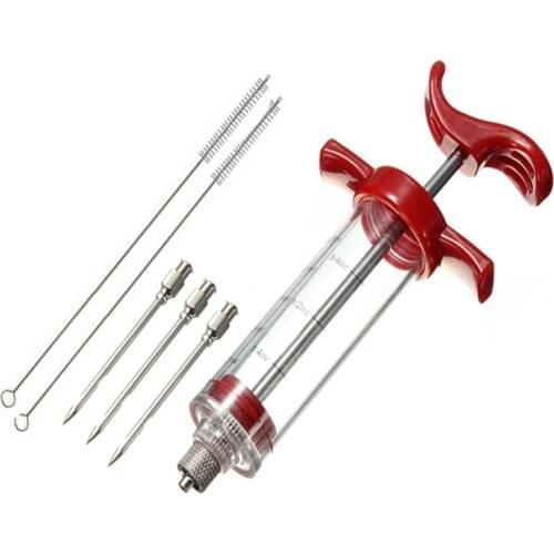 Stainless Steel Needles Injector Turkey Injector Needles 30ml Kitchen Meat Injector Meat Needle for Turkey Smoked BBQ Grill