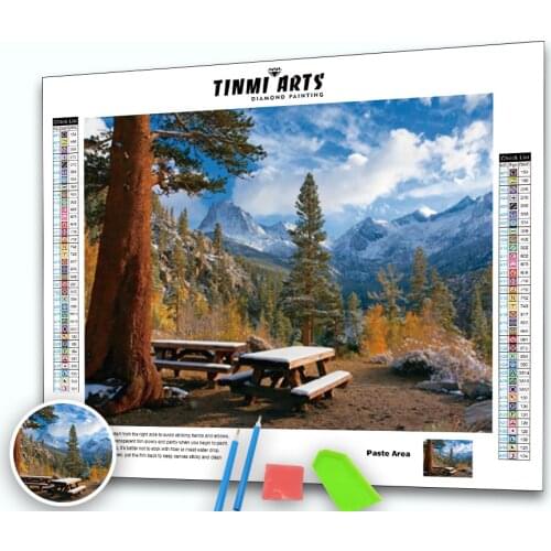 TINMI ARTS Full Round Diamond Painting Mountain 5D DIY Cross Stitch Landscape Diamond Embroidery Sale Mosaic Crafts Needlework