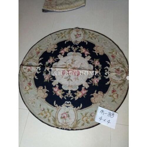 Free shipping 4'x4' Round Handmade Rug 100% Wool handmade Needlepoint Area Rug Dia 120cm