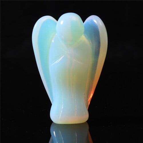 Cute Angel Shape Opalite Crystal Stone Healing Reiki Energy Gemstone Pendant Figurine Gift For Home Decoration Craft Gift