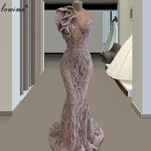 Muslim Lavendar Handmade Prom Dresses 2020 Long Mermaid Dubai Cocktail Party Dresses Women Evening Gowns Vestidos De Fiesta