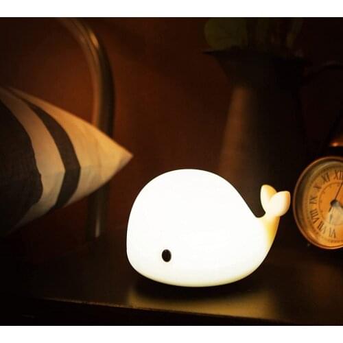 Whale Kids Night Lights With 7 LED Colors Changing Bedside Night Lamp USB Rechargeable Children Room Decor Indoor Lighting