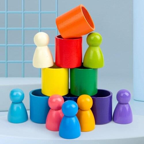 Newest Baby Wood Rainbow House Tree Dolls Mini Stacker Blocks Toys Rainbow Bars Block Small Size Creactive Toy Table Games Gift