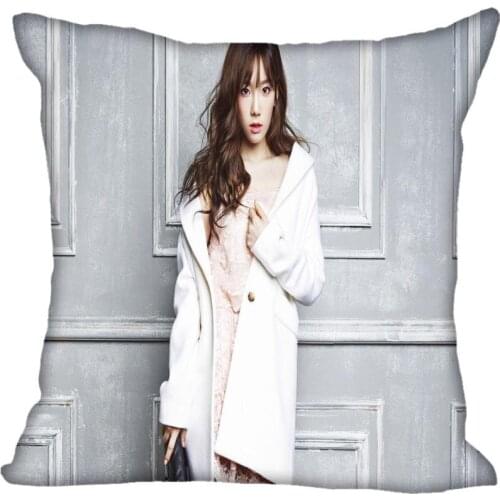 New Custom Taeyeon Pillowcases Printed Square Silk Pillowcase Home Decorative zipper Satin Pillowcases (One Side)