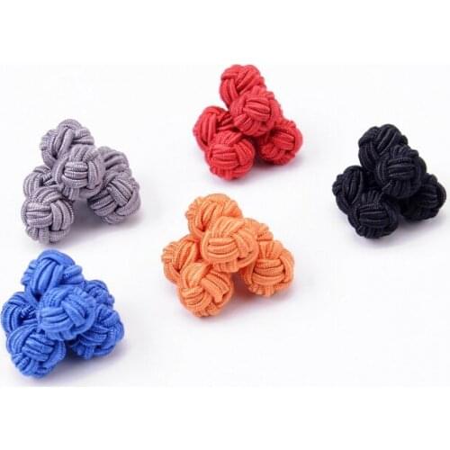 Solid Classic Color Shirt Cufflink for Mens Elastic Fabric Silk Knot Cuff links Ball Accessories