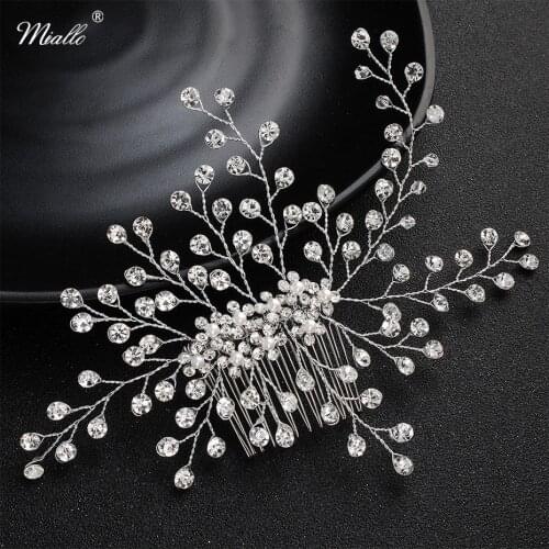 Miallo Wholesale Handmade Austrian Crystal Flowers Vine Hair Combs Factory Outlet Wedding Hair Jewelry Bridal Headpieces