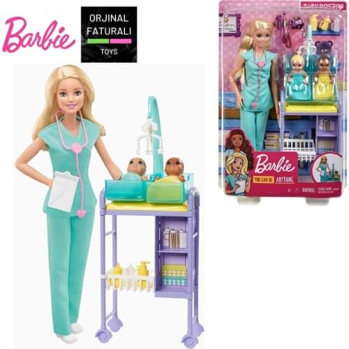Barbie Doll Baby Doctor Playset with Blonde Doll, 2 Infant Dolls, Exam Table and Accessories, Stethoscope, Chart and Mobile