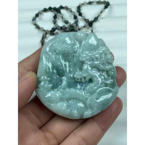 Natural 7A Myanmar jade Handcarved jade landscape green jade pendant jade necklace men pendants jewelry jade necklaces