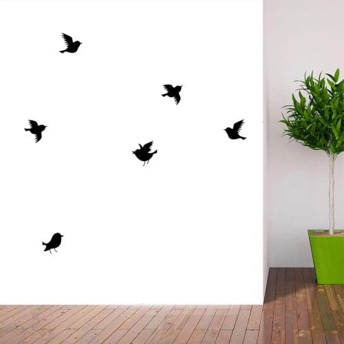 POOMOO Wall Decor,Birds Wall Decal - 6 Birds flying Bird vinyl Sticker Mural Decoration Wall Stickers for Kids Rooms Home Decor