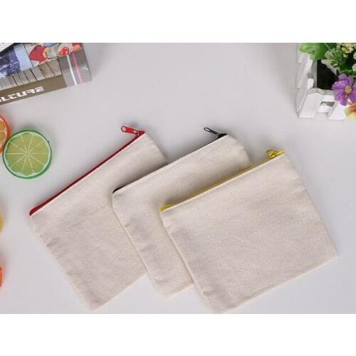 Blank canvas zipper Pencil cases pen pouches cotton cosmetic Bags makeup bags Mobile phone clutch bag organizer lin3026