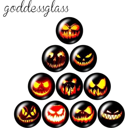 Happy Halloween Pumpkin ghosts 10pcs mixed 12mm/18mm/20mm/25mm Round photo glass cabochon demo flat back Making findings