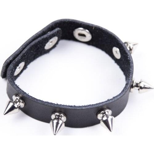 Adult Male Sex Bondage Toy Leather Spiked Penis/Cock Ring Male Slave Training Sex Products