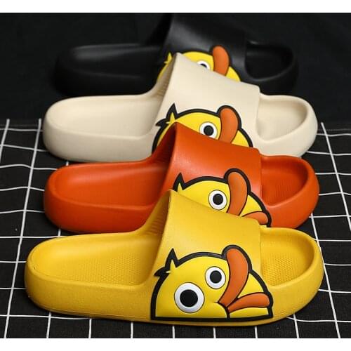 Summer Beach Sandals Casual Couples Flip Flops Candy Cartoon Duck Thick Platform Slippers Men Women Home Bathroom Non-slip Shoes