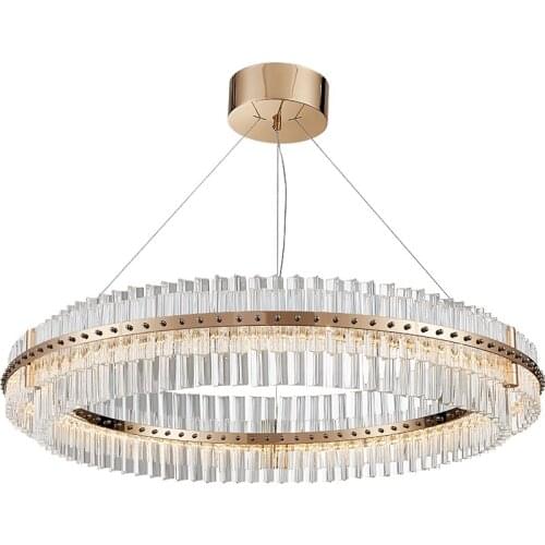 Contemporary living room crystal chandelier LED ring chandeliers bedroom ceiling lights golden bronze / chrome